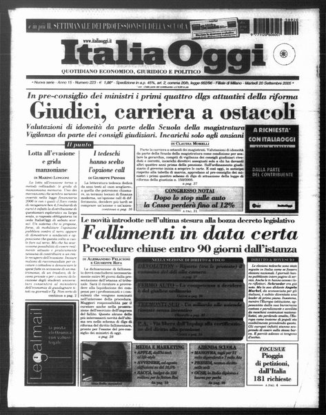 Italia oggi : quotidiano di economia finanza e politica